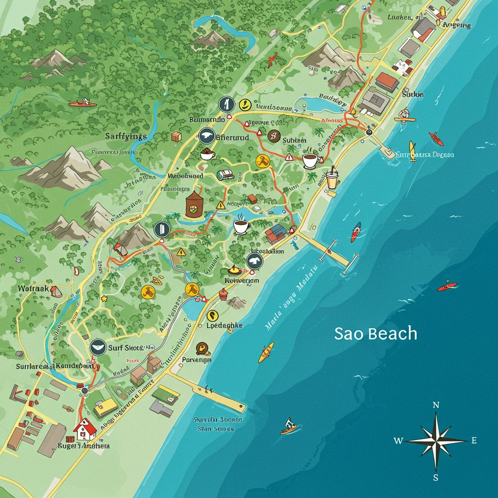 Map of Sao Beach and Surrounding Attractions